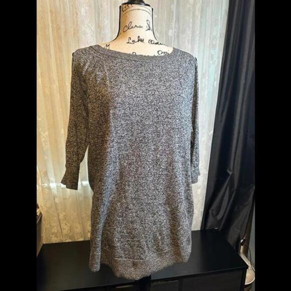 Express Knit Lace-Up Back Sweater – Heather Gray, Size small - Picture 1 of 3